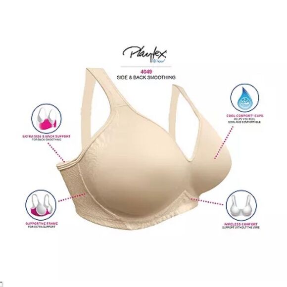 Playtex® Bra: 18 Hour Seamless Smoothing Full-Figure Bra 4049 - Women's 36C NWOT - Picture 7 of 10